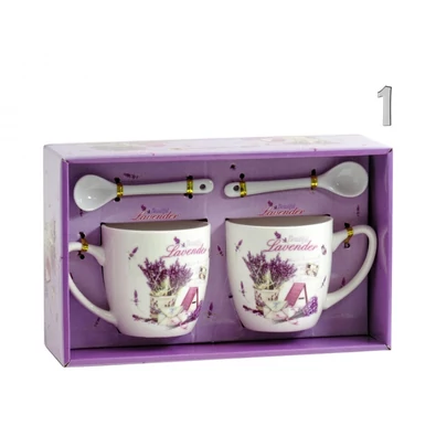 Levendulás páros bögre  (2 dl) Teázó készlet kiskanállal (változatos levendula mintával) Levendulás páros bögre  (2 dl) Teázó készlet kiskanállal (változatos levendula mintával)