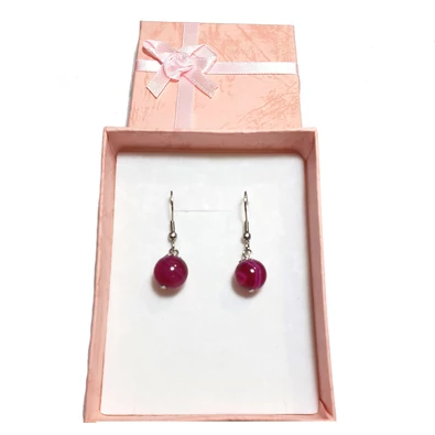 Bíbor achát lógós fülbevaló