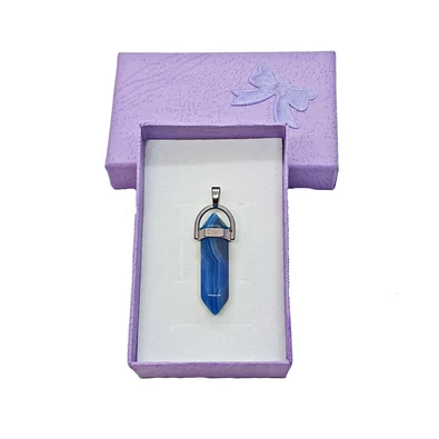 Kék achát kétcsúcs medál (3,5cm) Kék achát kétcsúcs medál (3,5cm)