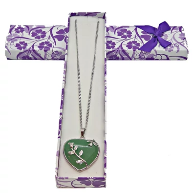 Aventurin szív medál indás foglalatban (3,5 cm)