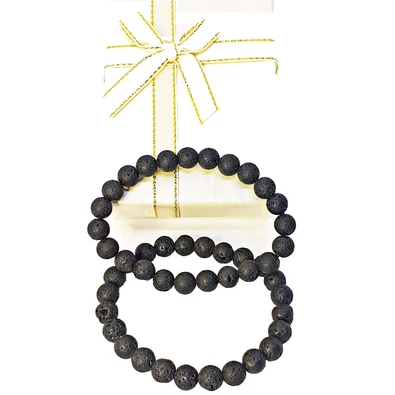 Apa -Fia ásvány karkötő pár Lávakőből