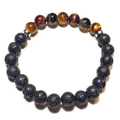 Férfi karkötő Lávakőből és "Szem mixből"