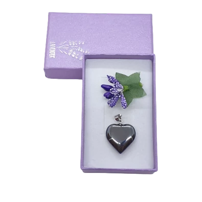 Hematit szív medál (2 cm)