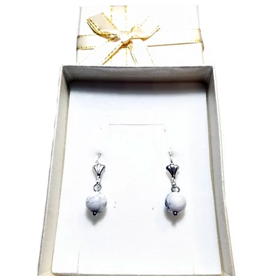 Howlit kis gömb pálmaleveles kapcsos fülbevaló