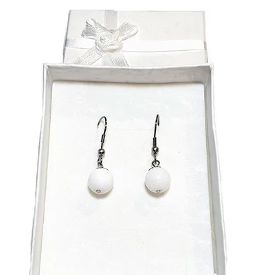 Fehér Jáde Lógós Fülbevaló