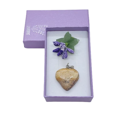 Tájképjáspis szív medál (2,5 cm)