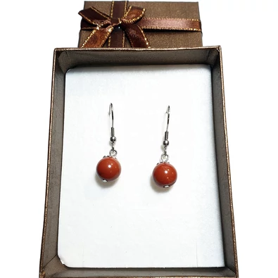 Vörös Jáspis lógós fülbevaló