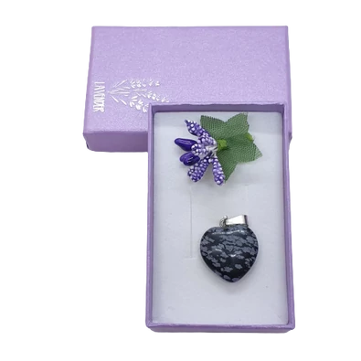 Hópelyhes Obszidián szív medál (2 cm)