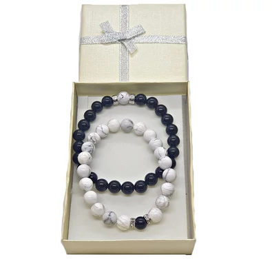 Páros karkötő - Ónix és Howlit Páros karkötő - Ónix és Howlit