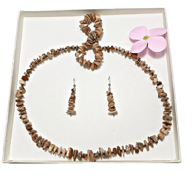 Tájképjáspis szemcse garnitúra kristály gyöngy köztessel