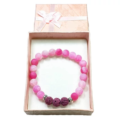 Matt pink achát aromaterápiás karkötő Bikáknak Matt pink achát aromaterápiás karkötő Bikáknak