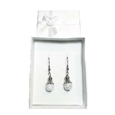 Roppantott hegyikristály lógós fülbevaló harang foglalatban