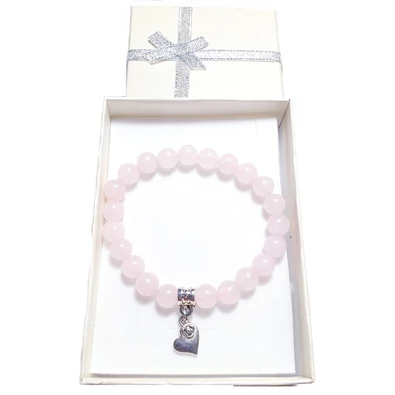 Rózsakvarc karkötő medállal (8mm)