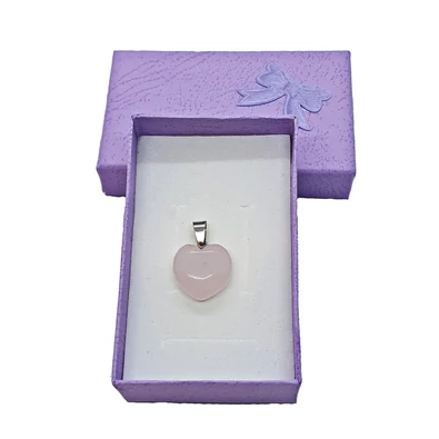 Rózsakvarc domború szív medál (1,5 cm) Rózsakvarc domború szív medál (1,5 cm)