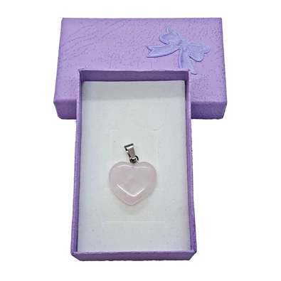 Rózsakvarc szív medál (2 cm)