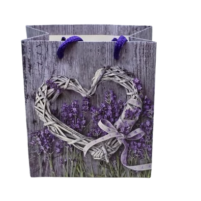 Levendula szív koszorús ajándéktáska