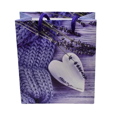 Levendula ágas szíves ajándéktáska