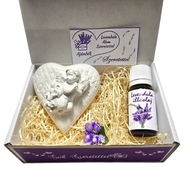 Levendulás lakásillatosító aromakő díszdobozban