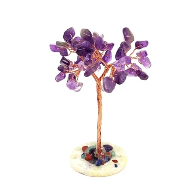 Ásványfa ametiszttel, jáde lapon, 8cm