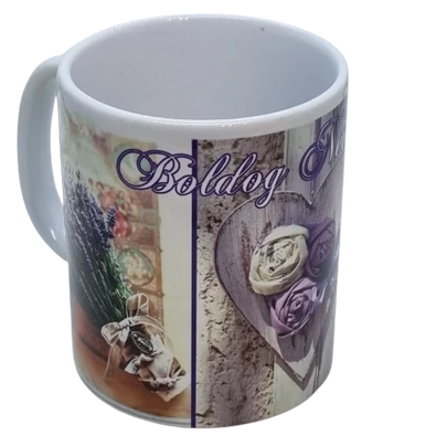 Névnapi levendulás bögre - "Boldog Névnapot" felirattal