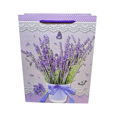 Levendulák kaspóban ajándéktáska