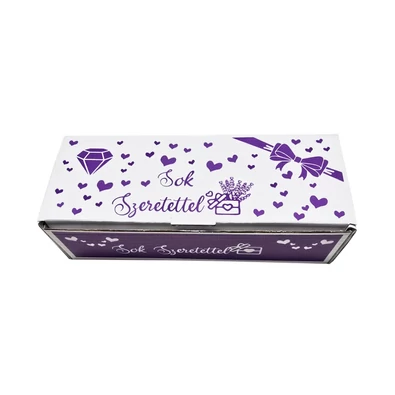Levendulás díszdoboz, sok szeretettel felirattal, 15x6x4cm