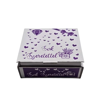 Levendulás díszdoboz, sok szeretettel felirattal - 7,5x8x3cm