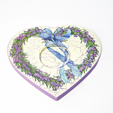 Levendulás gyertyatartó (szív koszorú)