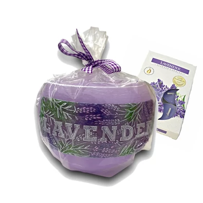 Levendulás Rustic lampion gömb (Feliratos) teamécsessel és ajándékdobozzal