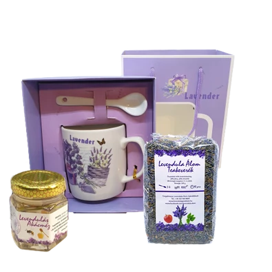 Levendulás (2 dl) Teázó csomag kiskanállal (változó levendulás mintával)