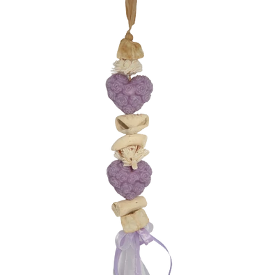 Levendulás illatos  dupla viasz füzér - Teli rózsás szivek