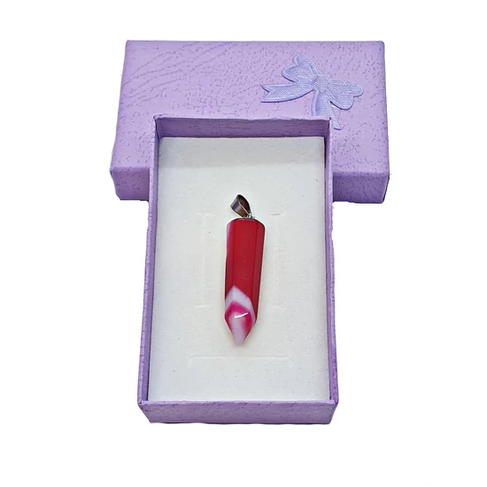 Bíbor achát kétcsúcs medál (3,5cm)