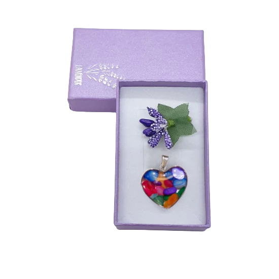 Csakra acéltokos szív medál (2 cm)