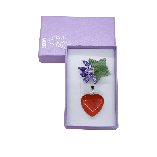 Vörös jáspis szív medál (2 cm)